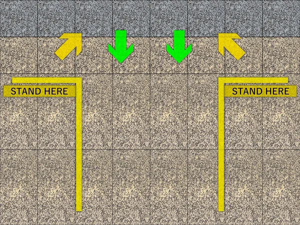 Stand Aquí Lugar Área Línea Amarilla Lugar Para Tránsito Plataforma —  Fotos de Stock