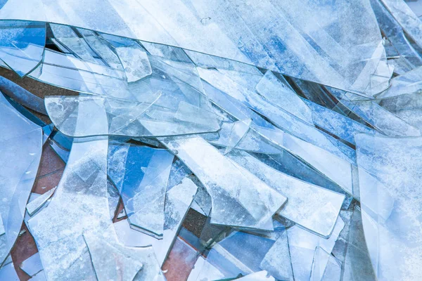 Background Broken Glass Floor Blue Tones — Stock Photo, Image