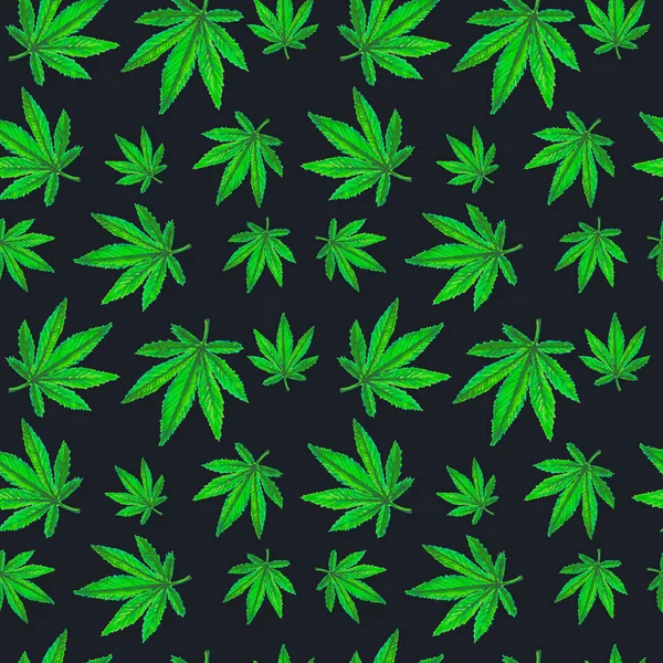 Patrón Inconsútil Hojas Cannabis Ilustración Acuarela Legalización Marihuana — Foto de Stock