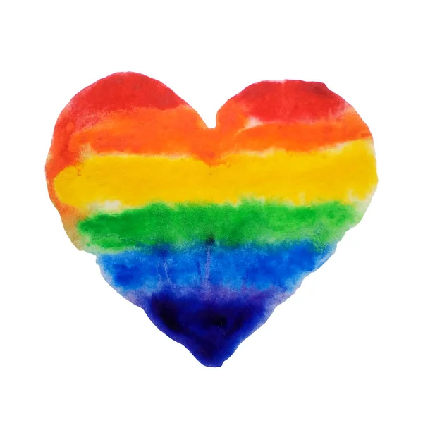 고립 된 게이 레즈비언 Lgbt 그림을 사랑 하는 수채화 무지개 색 — 스톡 사진