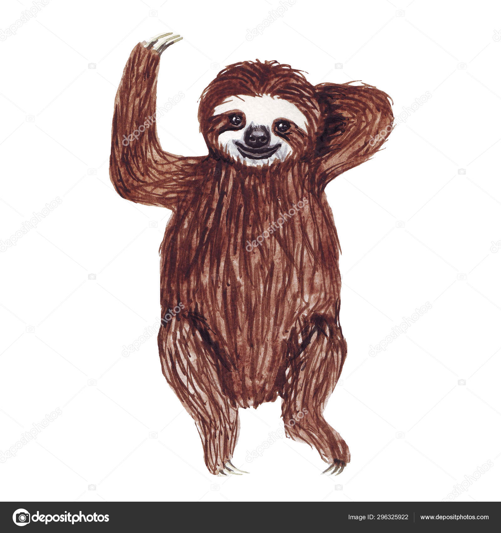 Watercolor Hand Painted Cute Sloth Hanging On The Tree Cartoon Little Baby Animal Illustration In Lazy Style Isolated Simple Character For Greeting Card Invites Poster Banner Print Nursery Stock Photo Image Watercolor Hand Painted Cute Sloth Hanging On The Tree Cartoon Little Baby Animal Illustration In Lazy Style Isolated Simple Character For Greeting Card Invites Poster Banner Print Nursery Stock Photo Image