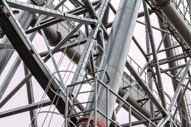 Metal design of support of a big wheel. Bottom view