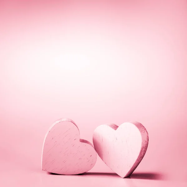 Dvě Růžová Srdce Růžovém Pozadí — Stock fotografie