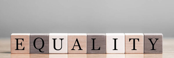 Концепция равенства на деревянных блоках
