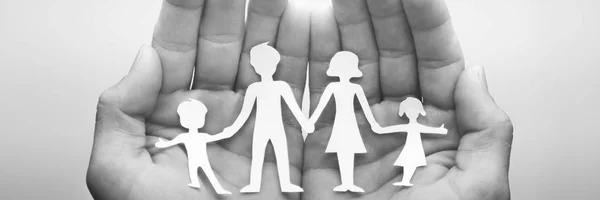 Family Care Hands Holding Paper Family — Stock Photo, Image