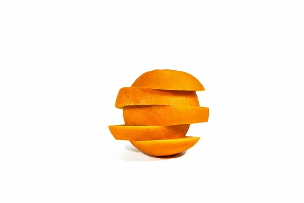 Sliced orange slices, stacked isolated on a white background — Stock Photo, Image