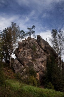 Karpat Dağları, Ukrayna güzel doğal ormanların ortasında uçurum ve kayalar