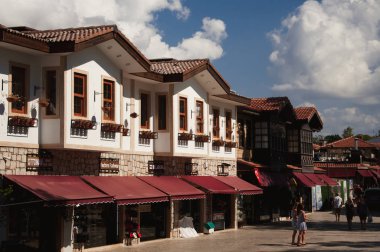 Side, Türkiye - 2 Ekim 2018 : Side, Antalya Region, Turkey'de şehir mimarisi
