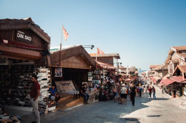 Side, Turkey - 2 Ekim 2018 : Side, Antalya Region, Turkey'de sokakta ticaret