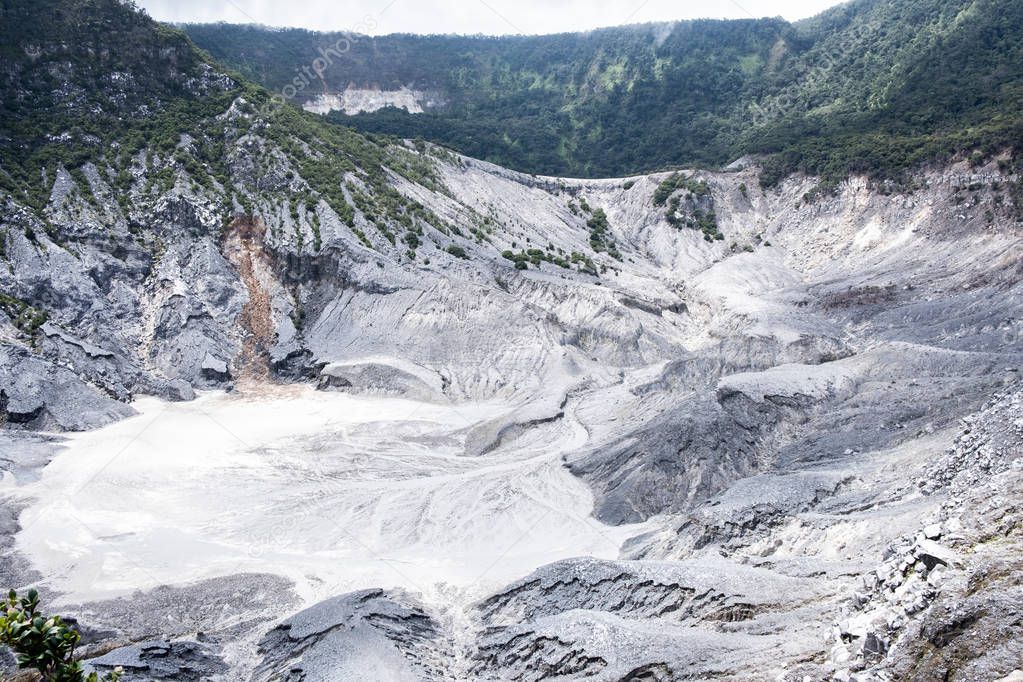 View of Tangkuban Perahu, a stratovolcano 30 km north of the cit