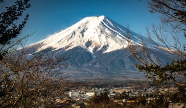 Fuji Dağı'nın görünümü, yaygın olarak Japonca Fuji san olarak adlandırılan, Mount 