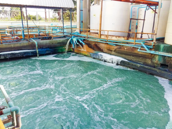 Afvalwaterbehandelingsproces Van Fabriek — Stockfoto
