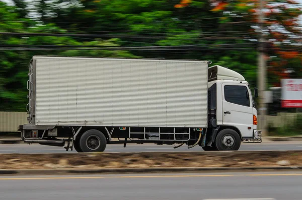 Samutsakorn Thailand June 2017 Motion Road Small White Truck Logistics — Stock Photo, Image