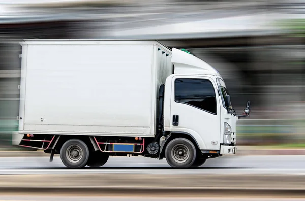 White Truck Running Road Speed — Stock Photo, Image