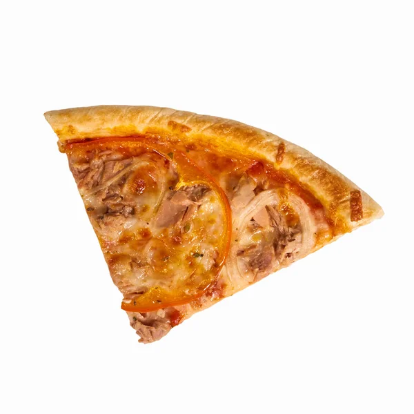 Ein Stück Pizza Paprika und Ei auf weißem Hintergrund. isolieren — Stockfoto