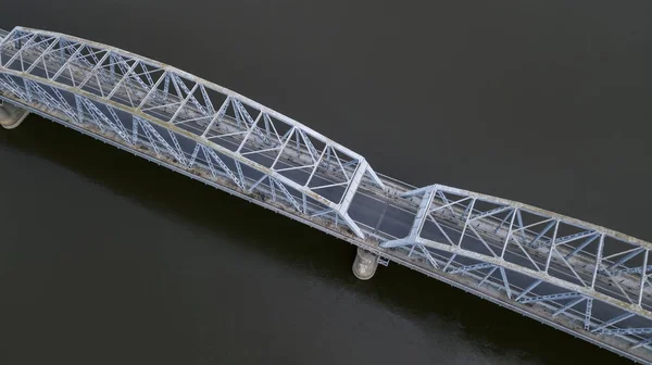 Iron bridge over the river view from the drone — Stock Photo, Image
