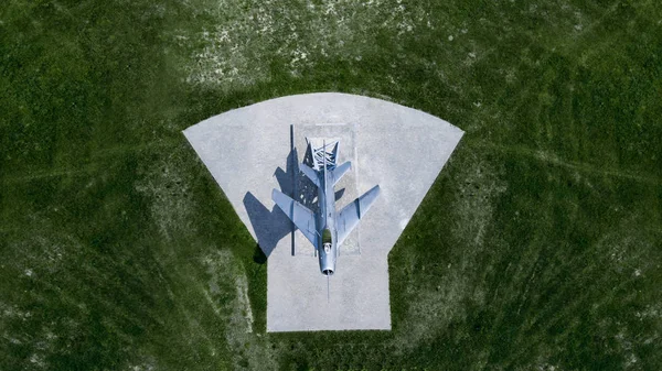 Monument voor het vliegtuig bovenaanzicht van de drone — Stockfoto