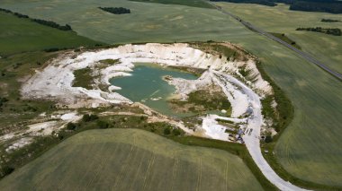 Chalk quarry view from drone aerial photography clipart