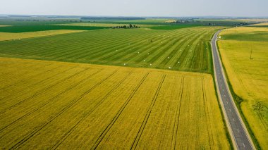 mixed agricultural fields top view aerial photography clipart