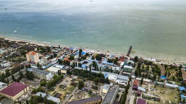 Koblevo, Ukrayna - Temmuz 2019: Koblevo drone ile hava fotoğrafçılığı üst görünümü