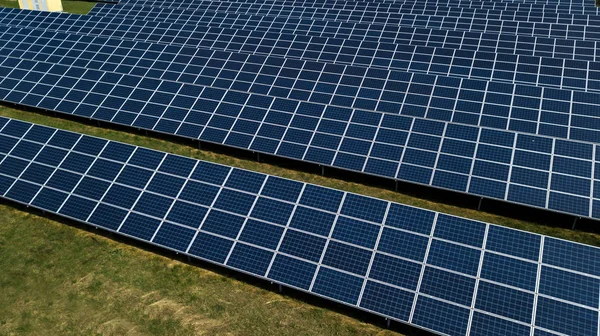 Aerial green rural and solar photovoltaic panel — Stock Photo, Image