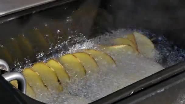 Pommes Frites Form Frittierter Pommes — Stockvideo