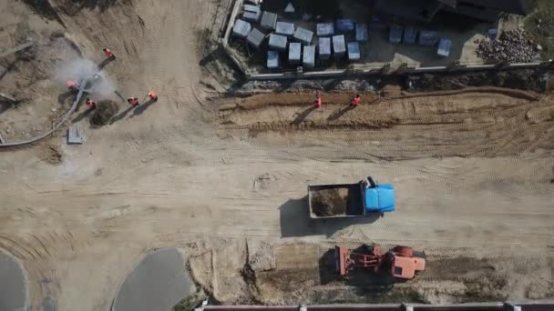 Reparación Carreteras Colocación Losas Pavimentación Trabajadores — Vídeo de stock