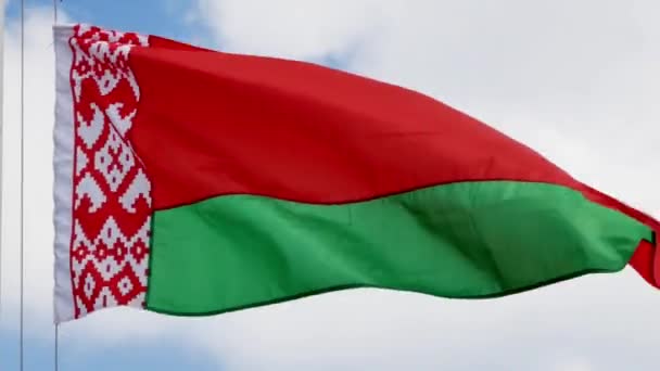 青空に対するベラルーシの旗 — ストック動画