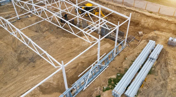 Constructie Van Een Metalen Frame Bovenaanzicht — Stockfoto