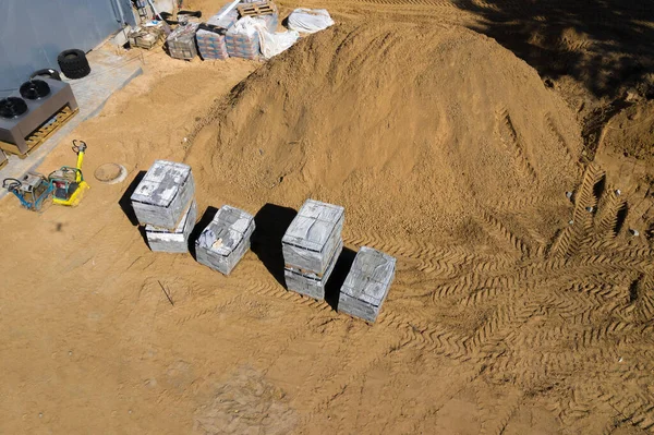 Paving Slabs Prepared Laying Top View — Stock Photo, Image