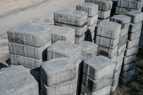 Gri Beton Kaldırım Levhaları Yığını — Stok fotoğraf