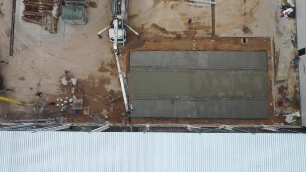 Minsk Belarus September 2020 Concrete Floor Filling Industrial Building — 图库视频影像