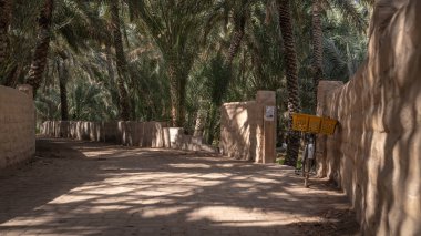 Al Ain oasis gölgeli bir sokakta eski Bisiklet