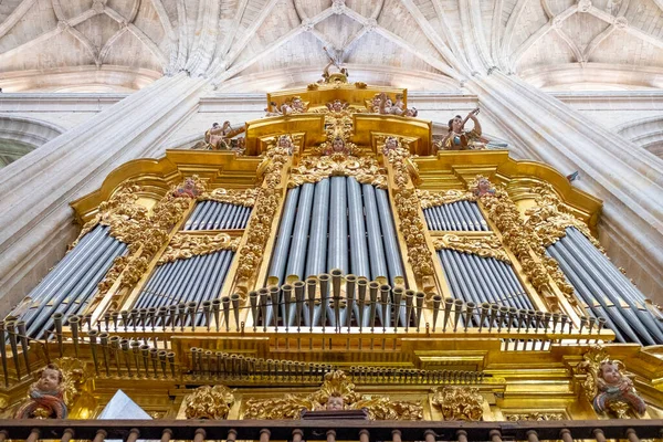 Segovia Katedrali Nin Altındaki Orgun Görüntüsü Spanya — Stok fotoğraf