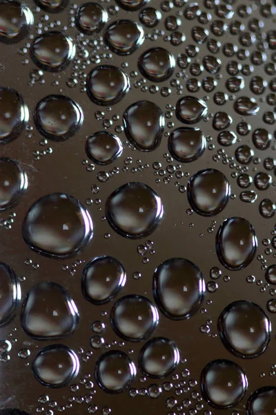 Wassertropfen Morgen Mit Lichtreflexion Vor Dunklem Hintergrund — Stockfoto