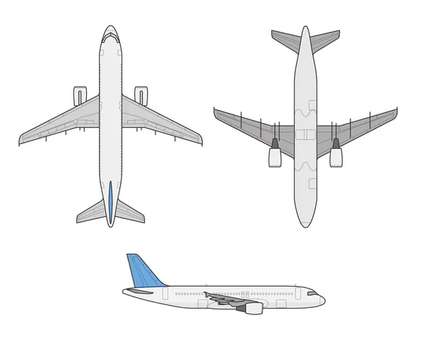 Nowoczesne Lotnisko Terminal Samolot Samolot Wektor Ilustracja Linia Konturu Lotnictwa — Wektor stockowy