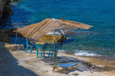 Körfez ünlü hippiler Matala Beach, Girit Adası, Yunanistan
