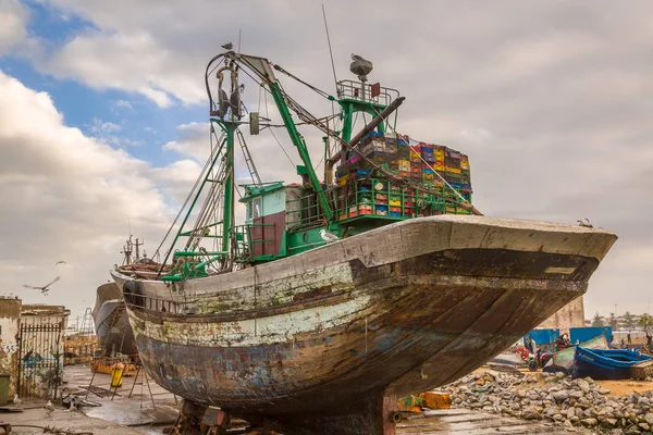 Rano Stary Port Połowów Essaouira Maroko — Zdjęcie stockowe