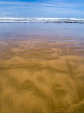 Güzel bir kumsalı deniz kenarı, Essaouira, Fas sabahı