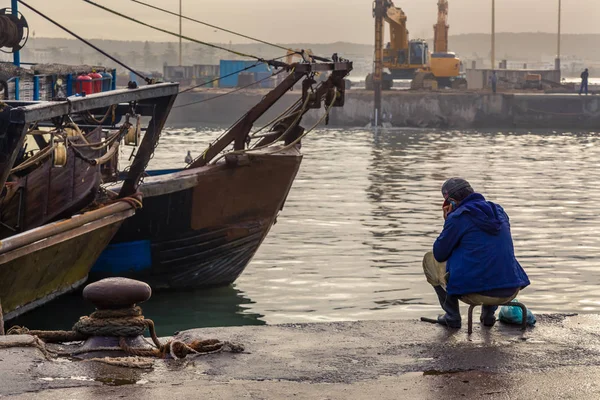 Manhã Antigo Porto Pesca Essaouira Marrocos — Fotografia de Stock
