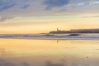 Güzel atmosfer erken akşam Tagharte Beach yakınındaki Essaouira, Morocco