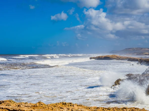 Surf Tormentoso Playa Bhaibah Cerca Essaouira Marruecos — Foto de Stock