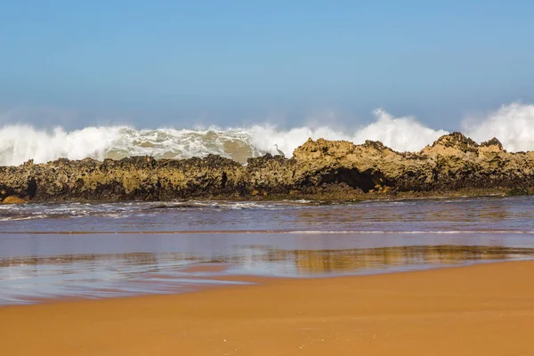 Vagues Surf Sur Rivage Atlantique Orageux Près Safi Maroc — Photo