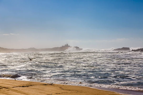Хвилями Прибою Березі Бурхливої Атлантики Поблизу Сафі Марокко — стокове фото