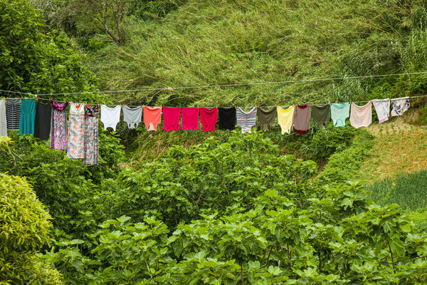 Drying clothes, Maia town on Sao Miguel island, Azores archipela