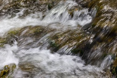 Saf ve hızlı su taşların üzerinde akıyor.