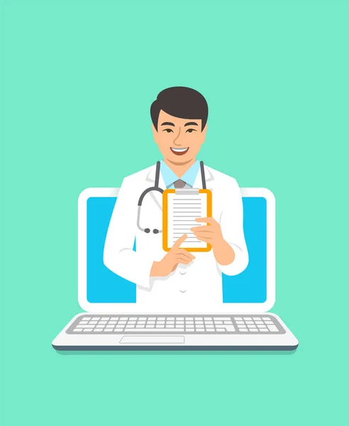 Online Arztkonzept Medizinische Internet Beratung Vektorflache Illustration Gesundheitsberatung Web Service — Stockvektor