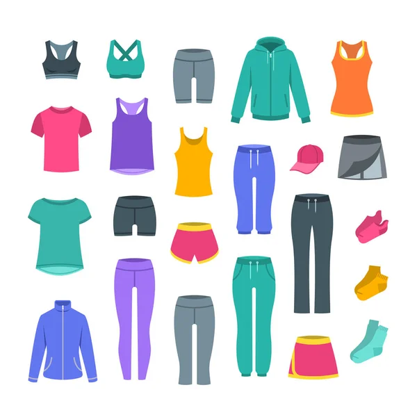 Ropa Casual Mujer Para Entrenamiento Fitness Prendas Básicas Para Entrenamiento — Vector de stock