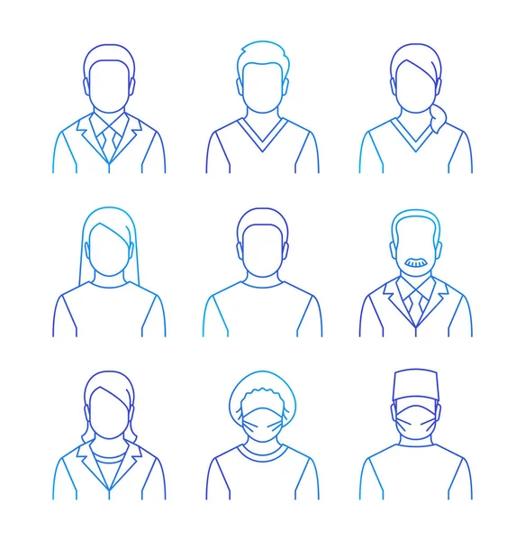 Medical Staff Vector Thin Line Avatars Hospital Specialists Icons Doctors — Stock Vector