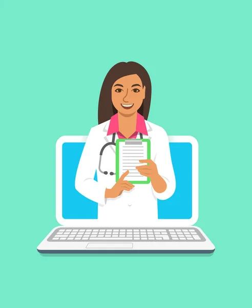 Online Doctor Concept Medical Internet Consultation Vector Flat Illustration Healthcare — Stock Vector